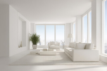 serene and spacious living room designed with minimalism in mind