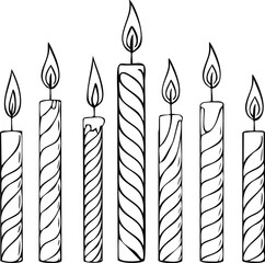 Birthday Candles Line Art - Celebration & Party Decor

