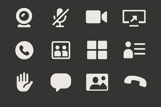 Set of communication icons for video and audio calls - Powered by Adobe