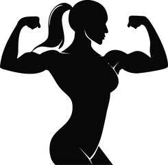 Female Bodybuilder Silhouette - Muscular Strength & Fitness

