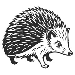 hedgehog black and white silhouette