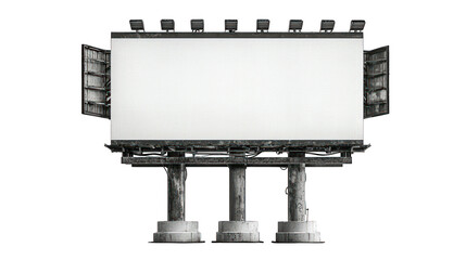 Blank billboard with weathered frame against black backdrop