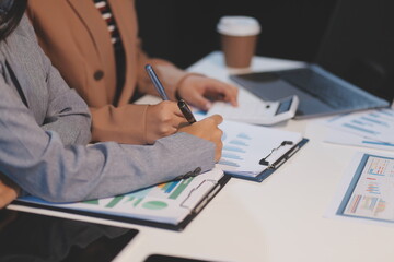 Business conference, marketing research, sales strategy analysis for business growth. and investment planning consulting. Accounting finance concept.