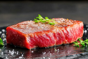 Raw wagyu steak in the kitchen. Generative Ai