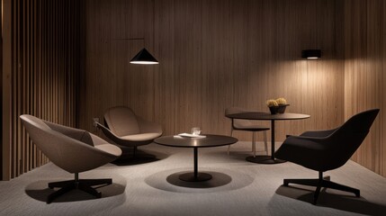 Modern Minimalist Lounge: Serene Workspace Interior Design