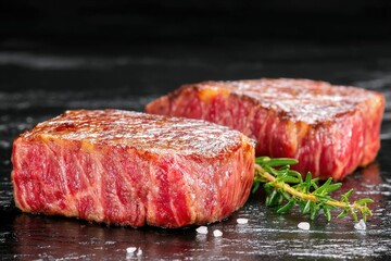 Wagyu steak in the kitchen. Generative Ai