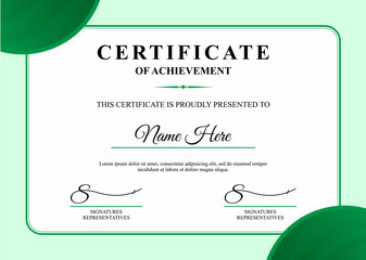 Elegant Green Certificate of Achievement Template