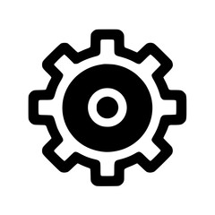 Minimal Black Line Gear Icon for Settings and Tools