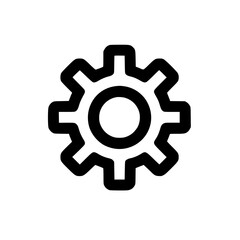 Minimal Black Line Gear Icon for Settings and Tools