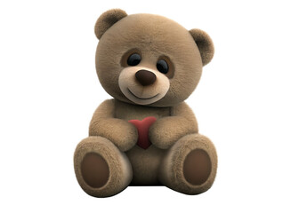  cute teddy bear holding a heart isolated on white background PNG