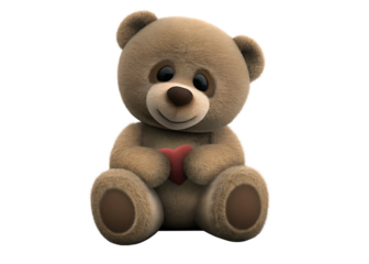  cute teddy bear holding a heart isolated on white background PNG