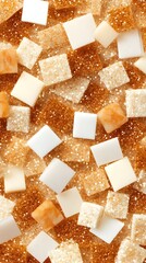 Sugar cubes, brown, white, close-up, texture, food background, recipe, advertisement