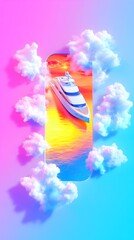 Sunset Yacht Ocean Cloudscape Phone Wallpaper