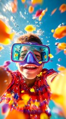 Underwater Boy Smiles, Pool Selfie, Summer Fun, Fish