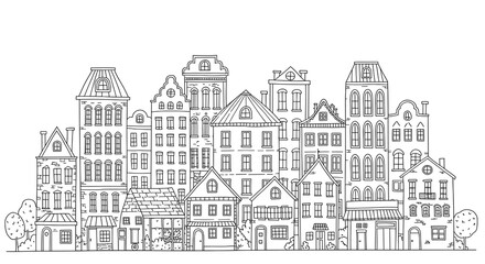 Cityscape illustration line drawing
