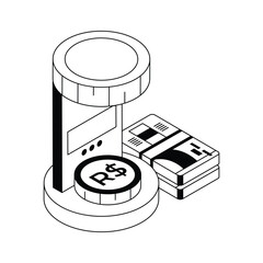 A trendy isometric icon of brazil riyal currency