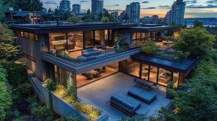 Fototapeta premium Modern luxury home with city views