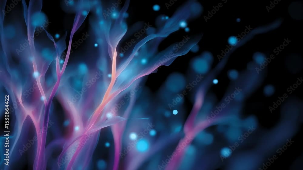 Aufkleber colorful flow of abstract shapes and glowing orbs against a dark backdrop creates a dynamic visual e