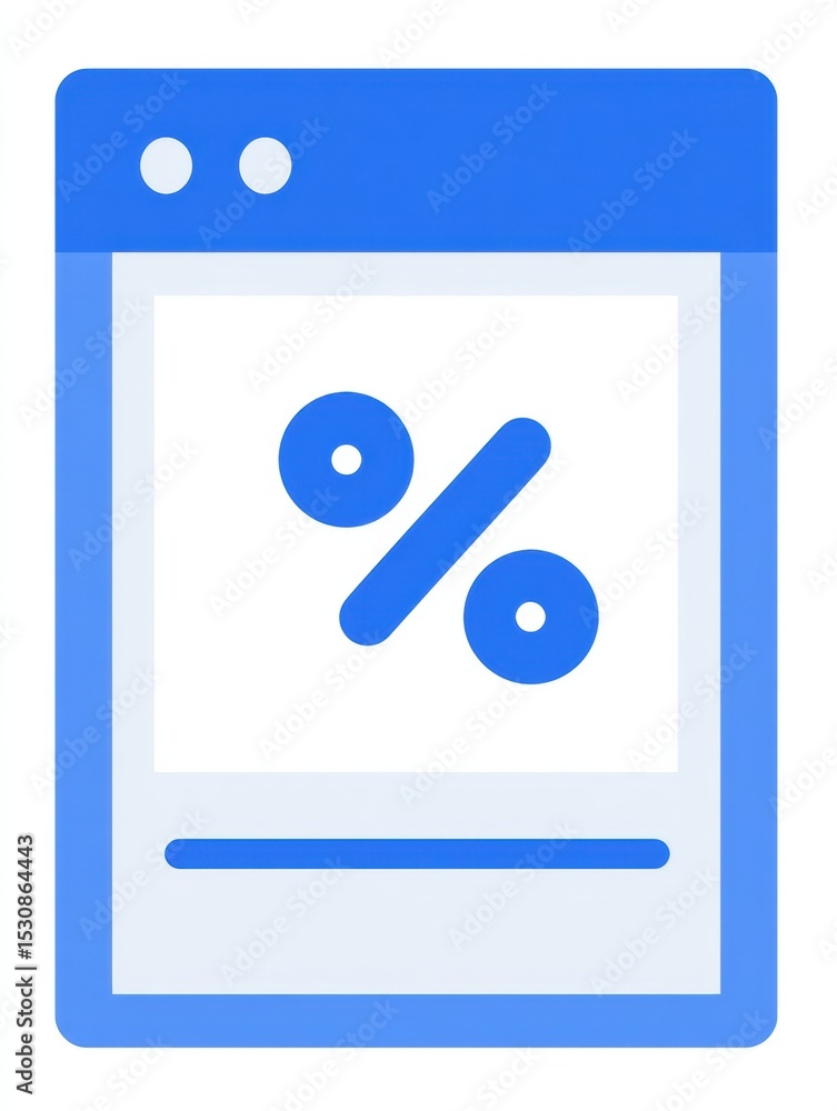 Aufkleber Distorted Icon Displayed in a Web Browser Tab Illustrating a Percentage Symbol With a Blue Color Scheme