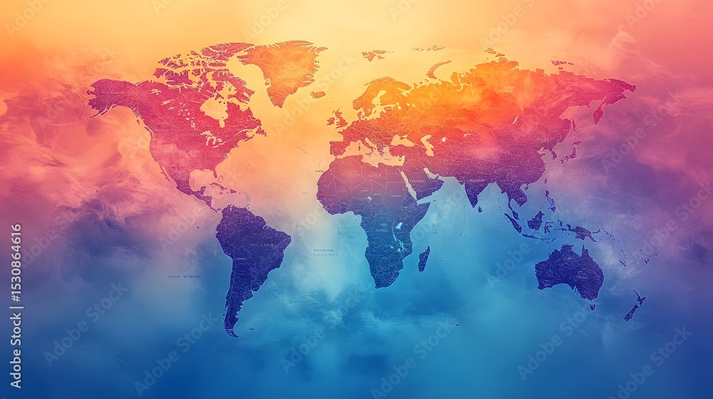 Aufkleber a vibrant world map visualizing gender across countries using a gradient of cool and warm tones acce