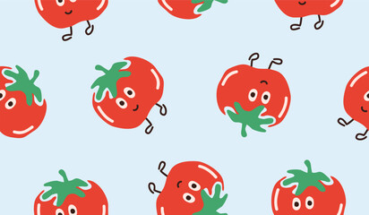 Cute tomato pattern background vector design