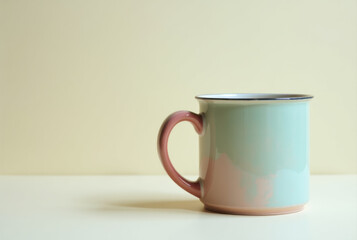 Obraz premium Pastel colored mug sitting on table against cream background