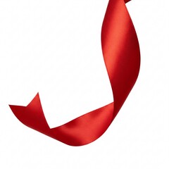 Fototapeta premium A curved red satin ribbon radiating elegance, gracefully floating in the air