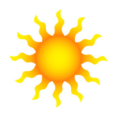 Hot yellow sun flat icon vector clipart isolated on white background