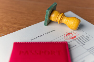A visa application form with 