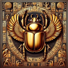 Scarab Sacred An Egyptian themed composition with a golden scara