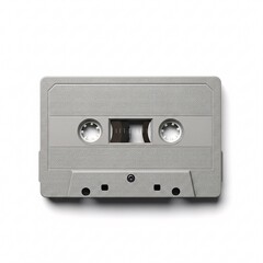 Obraz premium A grey compact cassette, ready for recording or playback, i