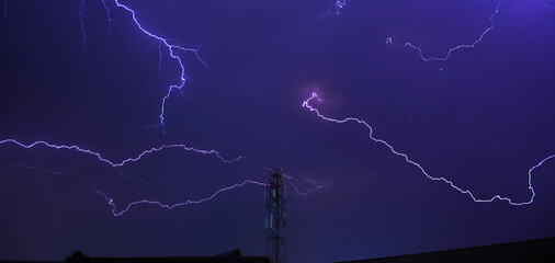 Thunder in dark purple sky