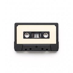 Fototapeta premium A classic compact cassette with a blank label, ready for recording or playback,