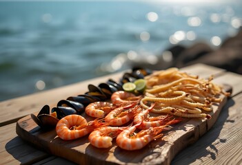 Fresh Seafood Platter by the Seaside