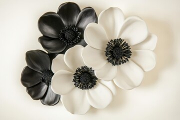Black and white floral wall decor.