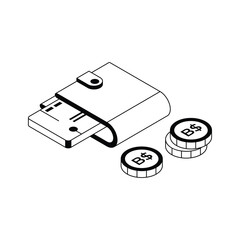 A visually appealing isometric icon of money wallet