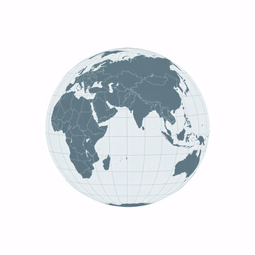 Simple 3D Globe Showing Earth Map with Country Borders and Latitude Longitude Grid Lines