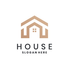 Modern house logo design with minimal lines and window symbol for real estate branding