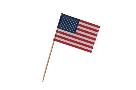 A Small American Flag on a Wooden Stick Symbolizing Patriotism and the United States