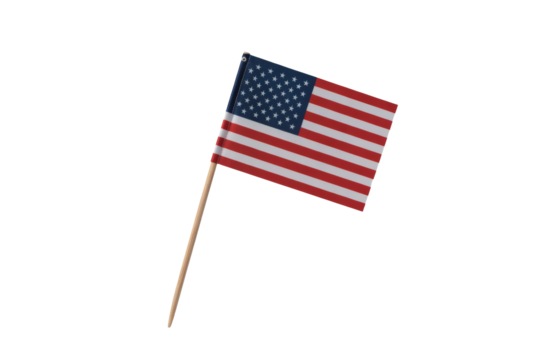 A Small American Flag on a Wooden Stick Symbolizing Patriotism and the United States