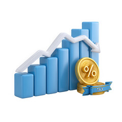 Decreasing tax rates financial graph 3d render