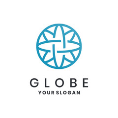 Modern globe logo design with abstract round lines