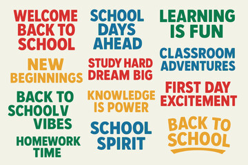 Back to School Icons Set Education Learning Classroom Supplies Stationery