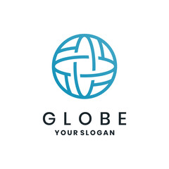 Modern globe logo design with abstract round lines