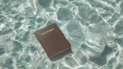 Financial Independence Retire Early concpet ,passport floating in clear water, symbolizing travel and adventure