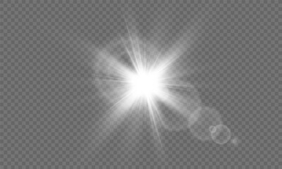 Obraz na płótnie Canvas Glow isolated white transparent light effect, sun light with lens flare effect. Sun flush, Overlays, light, Sun, sunrays, transitions, lens flare, light leaks and glare in PNG format. PNG sunlight 