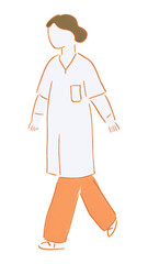PNG Doodle illustration of nurse and doctor walking overcoat drawing.