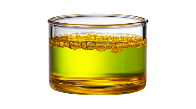 Healthy green beverage in clear glass with foam layer