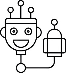 API Chatbot Icon with Plug and Socket Connection Vector Line art illustration