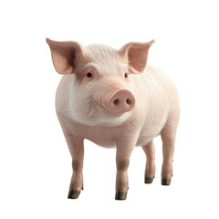 Fototapeta premium Pink Pig Standing Isolated on Transparent Background.